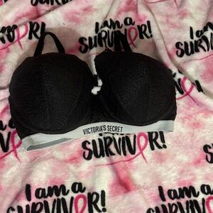 Victoria's Secret Black Lace Bra with Logo Band